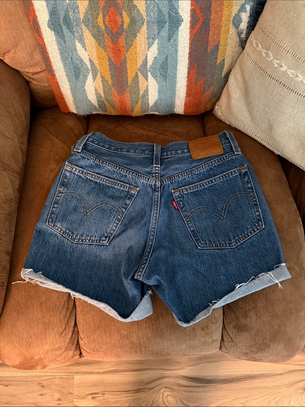 Levi's Blue Denim High-Rise Cutoff Shorts